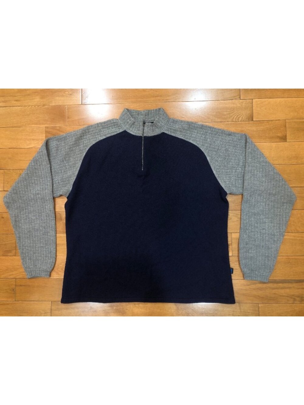 KÜHL Merino Wool 1/4 Zip Pullover Color-Block Sweater Navy Gray Men's L Gorpcore